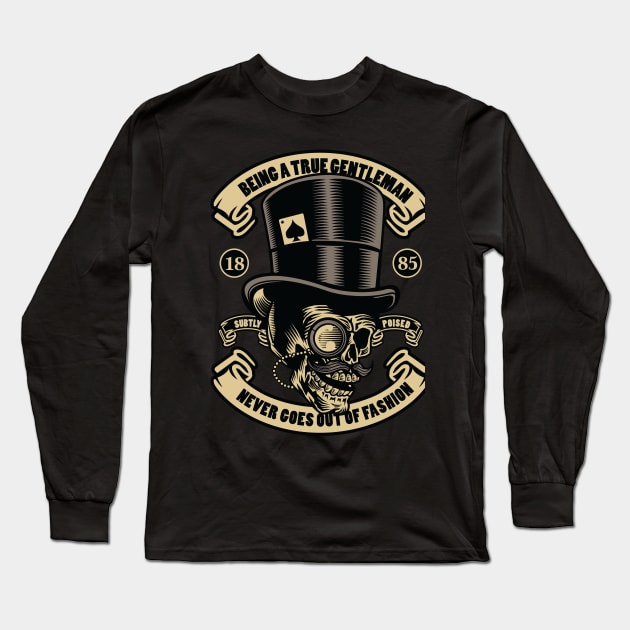 Mr. Classy Skull Long Sleeve T-Shirt by Dawn Star Designs